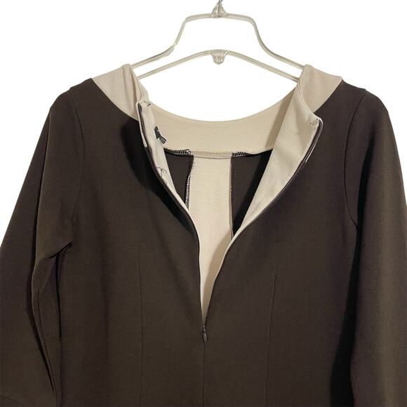 BCBGMaxAzria Colorblock Mini Shift Dress Size S Brown Cream Office Fall - Picture 5 of 9
